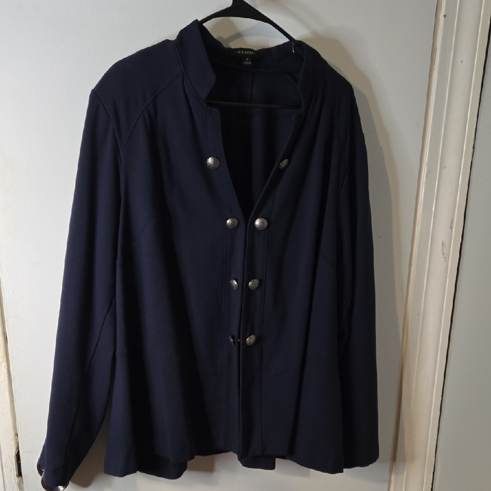 Lane Bryant Navy Blue Blazer Double Buttons Size 28